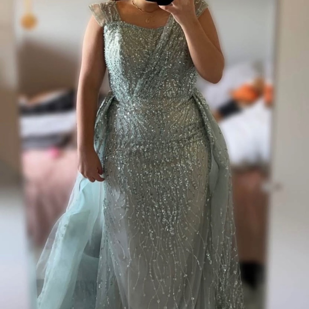 Blue dress with over skirt
